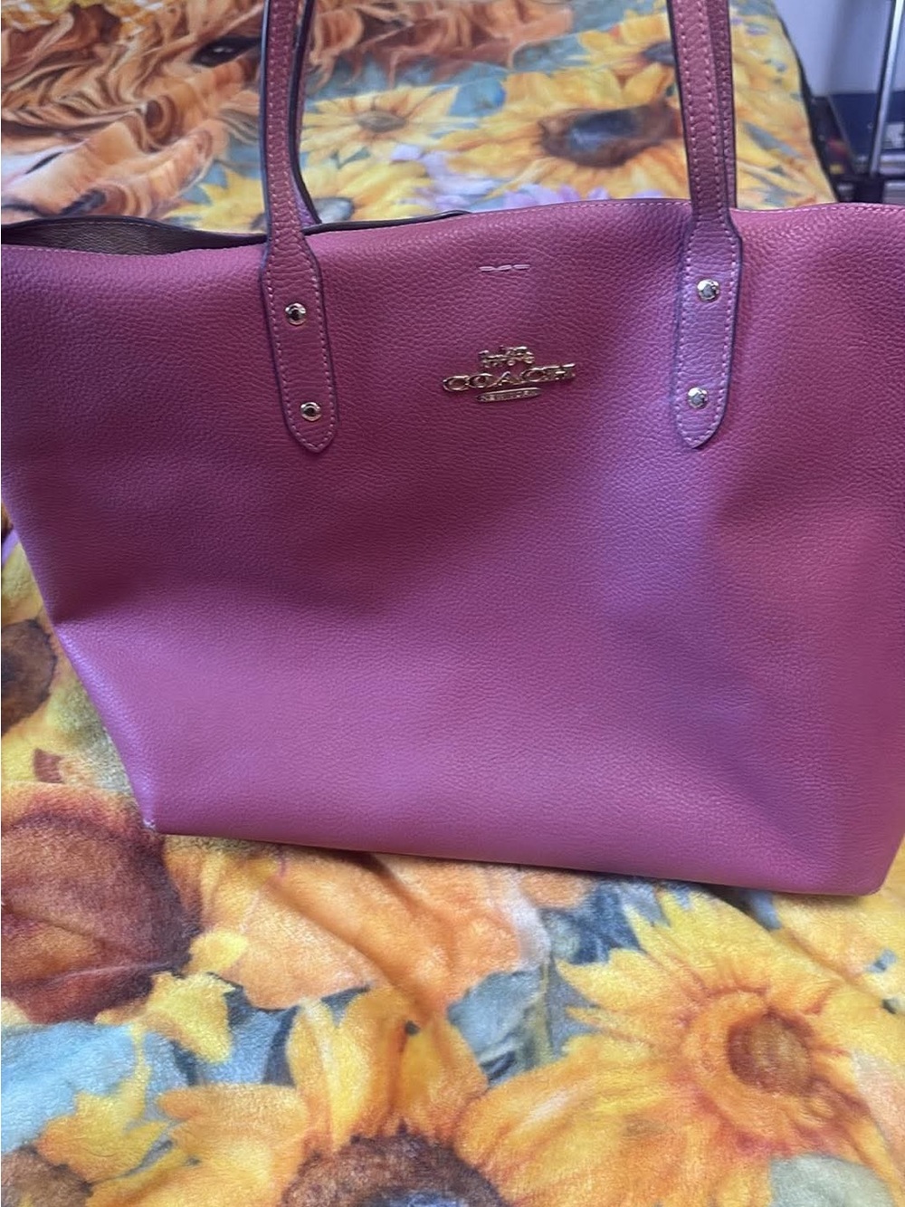 Coach Magenta Pebbled Leather Tote